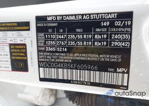 2019 Mercedes-Benz Glc 300 4Matic z USA, uszkodzony, nr VIN WDC0G4KB5KF605966